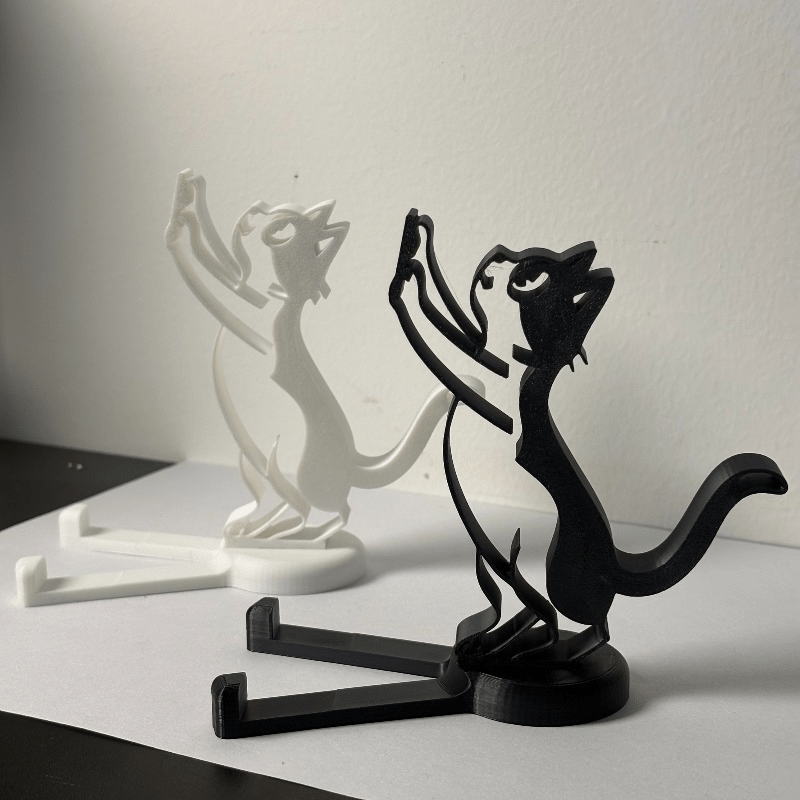 Tablet Holder Accessories - Soyut Oyuk Çizgili Kedi Telefon Standı