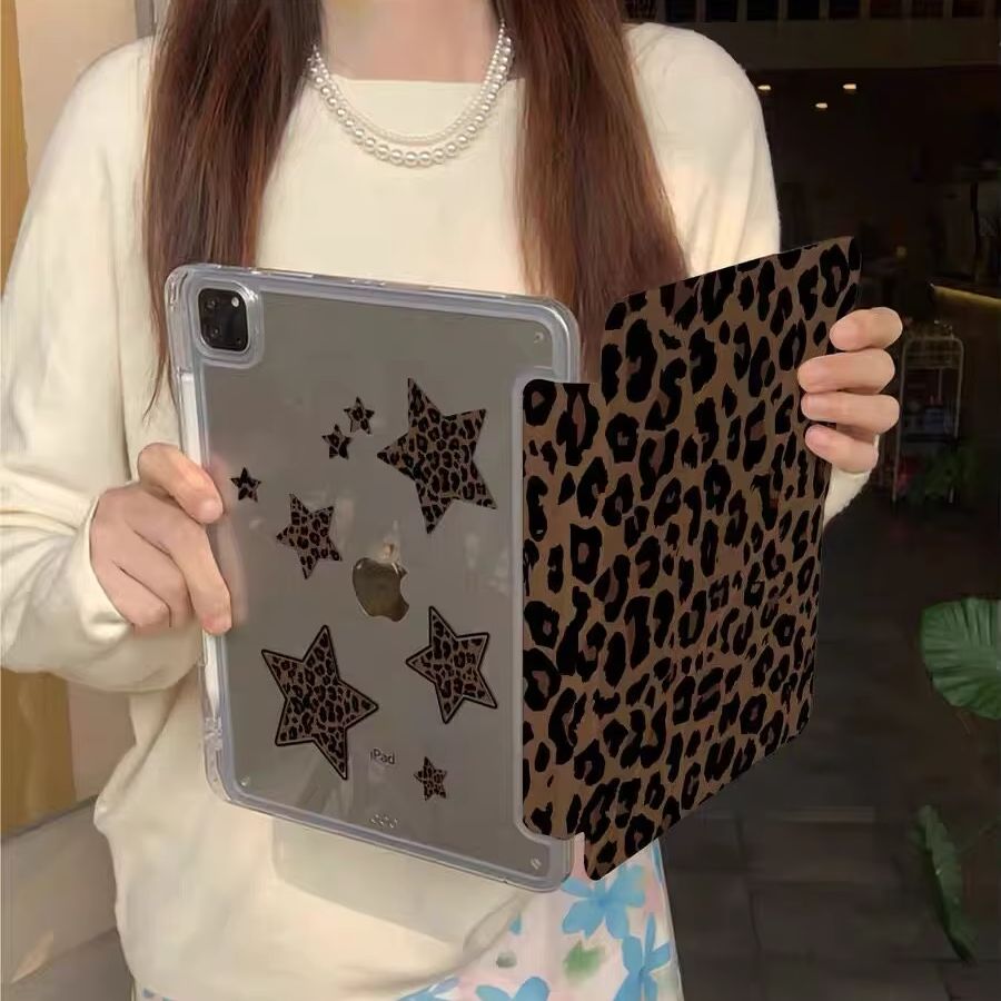 Cool Tablet Accessories - Kore Tarzı Havalı Leopar Yıldızlı Y2K