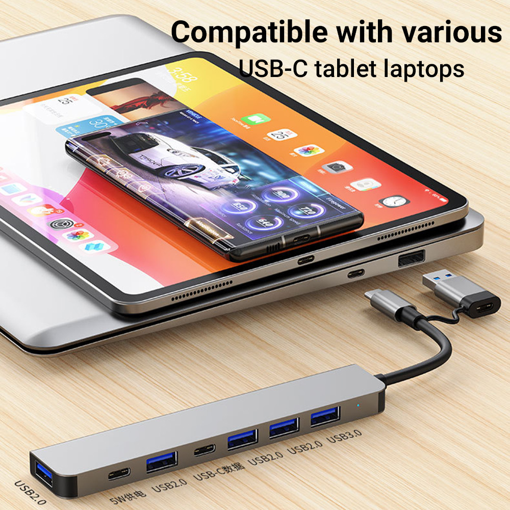 Tablet Accessories For Students - 7'si 1 arada Çift Kafalı USB-C