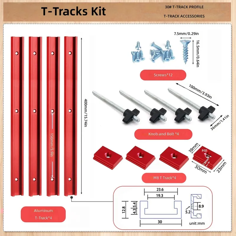 Tablet Accessories Set - T30 T-Slot Sürgü Seti Kırmızı Mavi