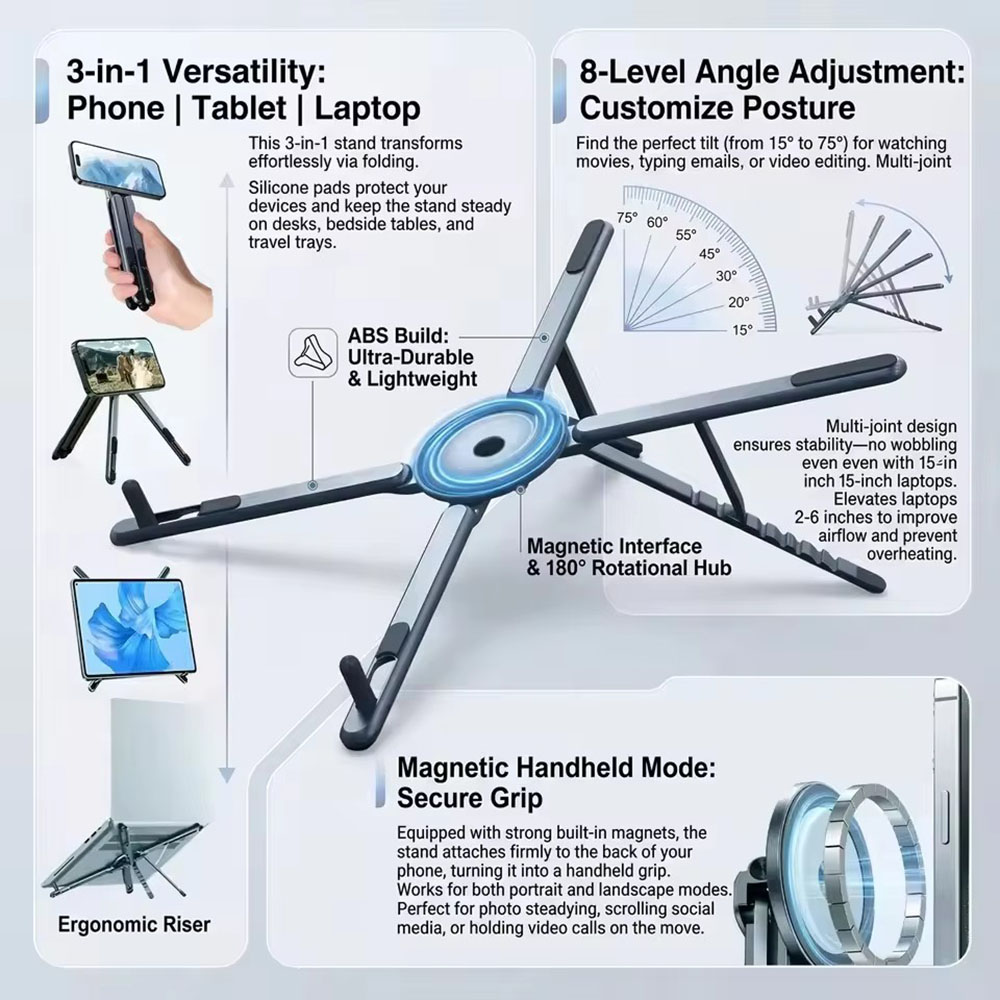 Tablet Holder Accessories - Taşınabilir Manyetik Telefon Tutucu ve Selfie